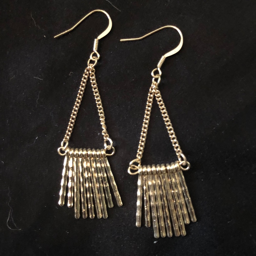 Hammered Gold Tassel Earrings